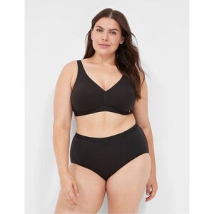 Cacique Cotton Unlined No-Wire Bra‎ Black Size 46D